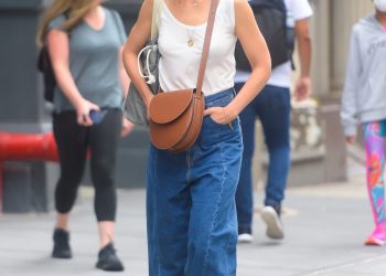 Katie Holmes Wore Her Favorite Summer Basic With a Confusing Pair of Pants