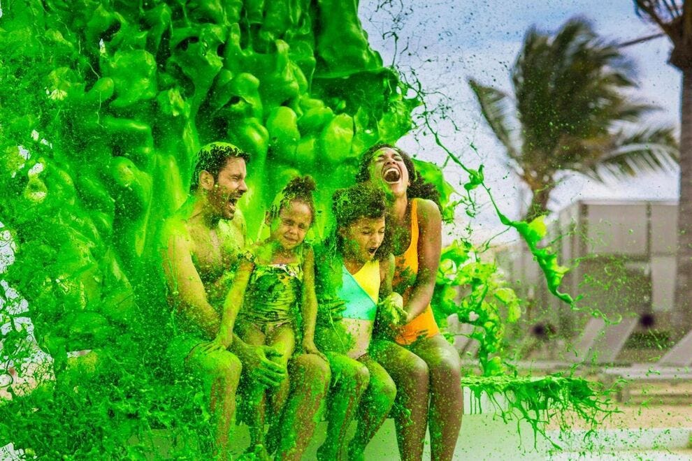 In the Dominican Republic at the Nickelodeon Hotels & Resorts Punta Cana, strike a pose at a green slime party