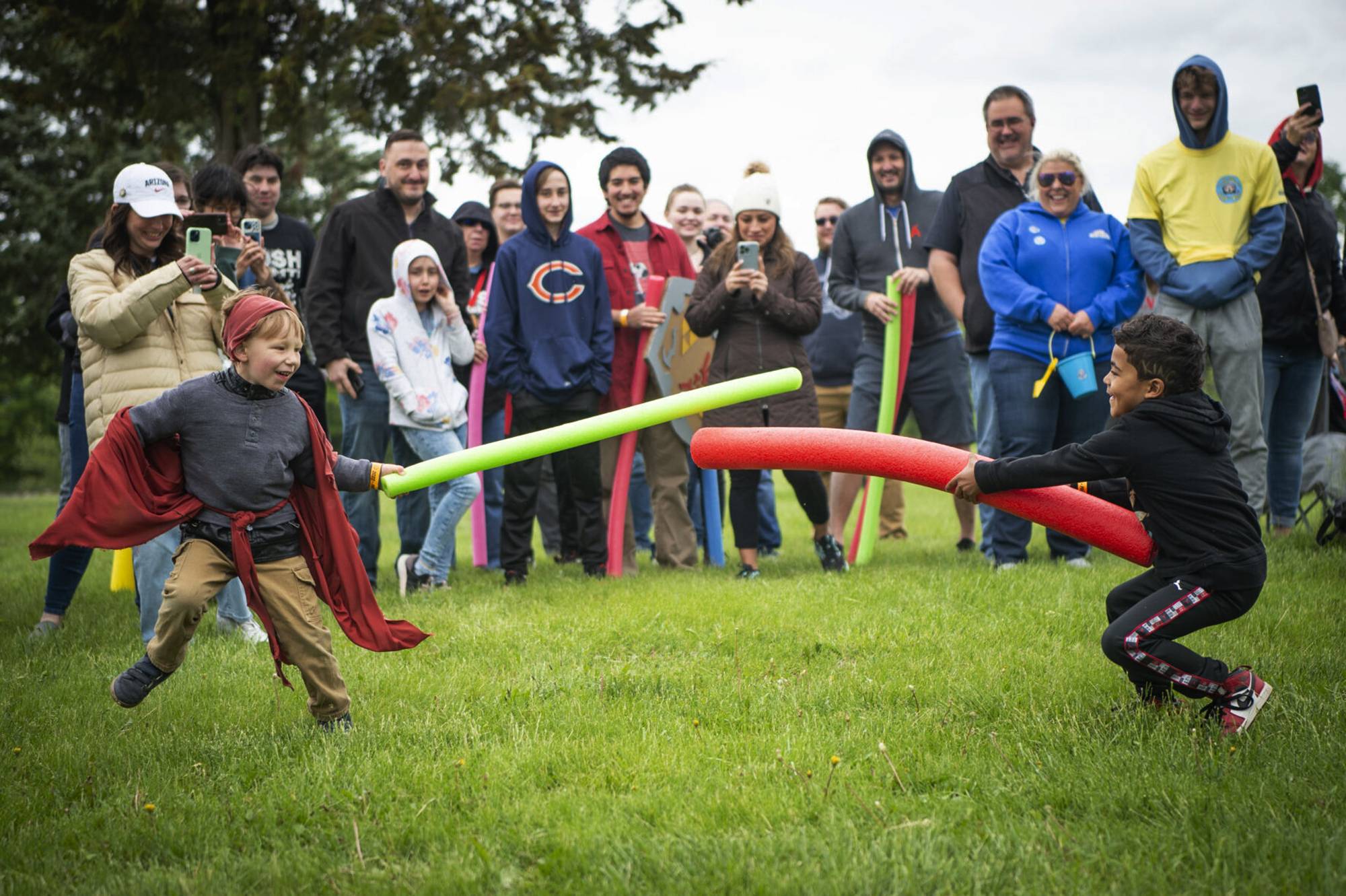 Joshua Memphis Folmar, 4, left, battles reigning champion Josh Vinson Jr., 5, during the second annual Josh Fight on Saturday at Bowling Lake Park in Lincoln, Neb. For the second time in Lincoln's history, Joshes from far and wide gathered to defend the right to their name.