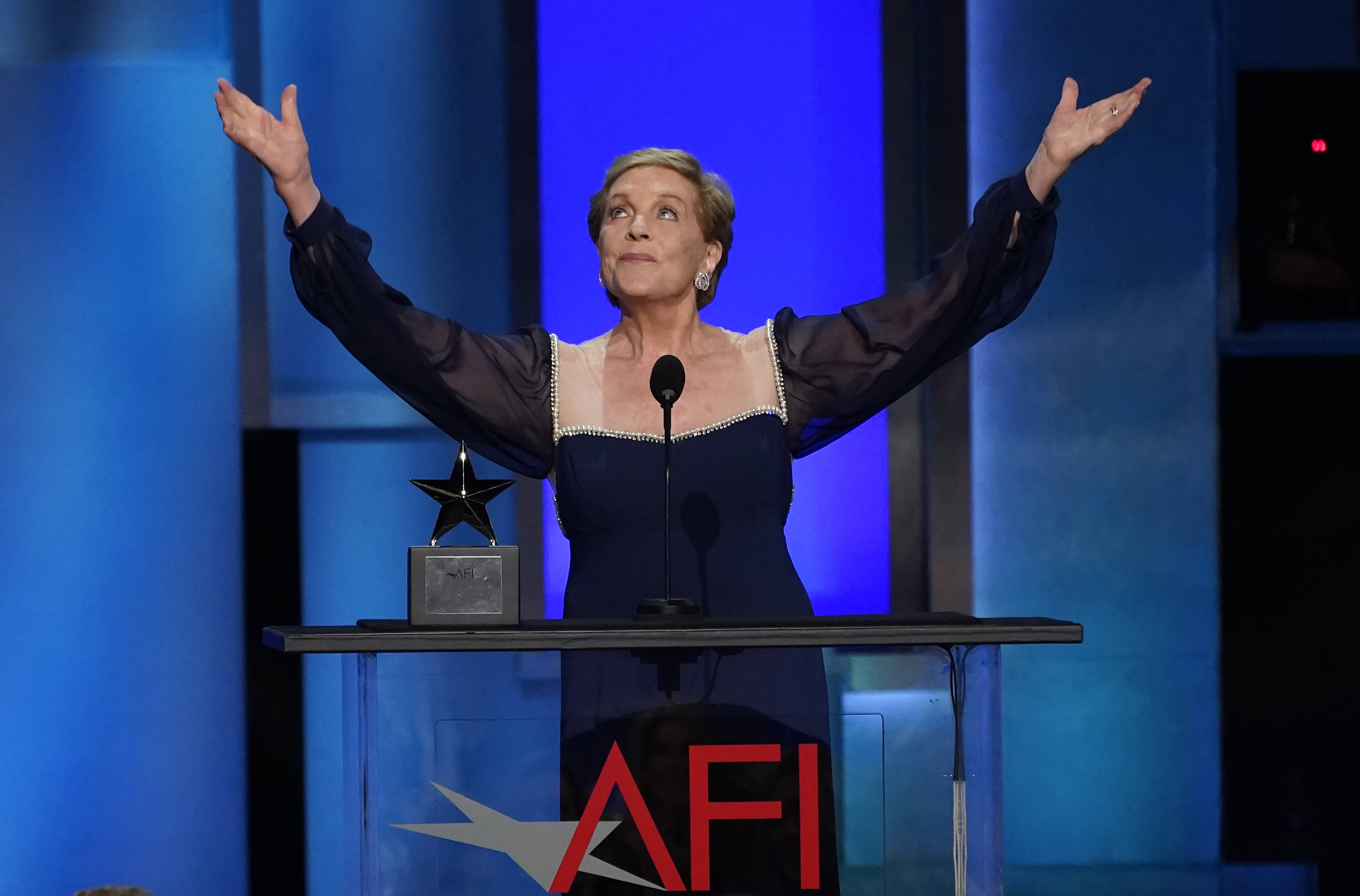 Actor Julie Andrews accepts the 48th AFI Life Achievement Award during a gala last Thursday at the Dolby Theatre in Los Angeles