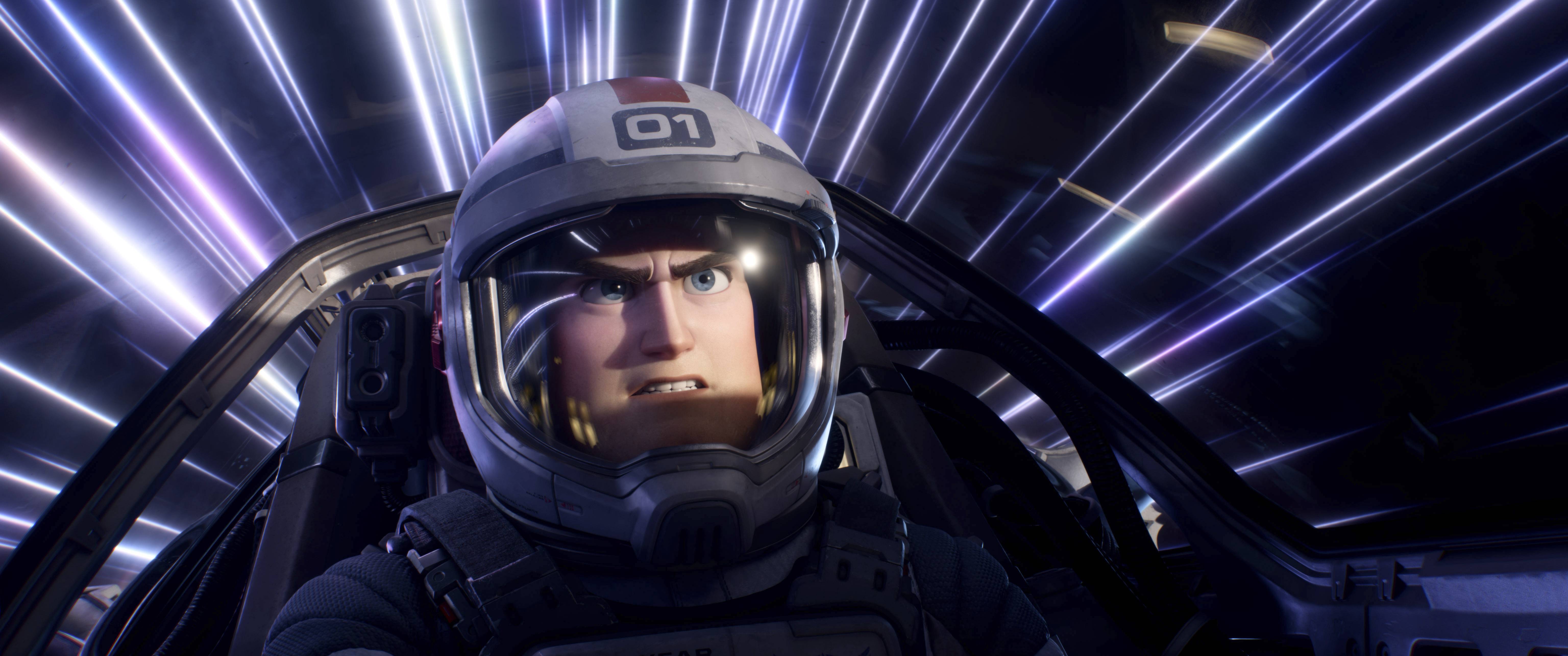 Buzz Lightyear (voiced by Chris Evans) blasts off in "Lightyear."
