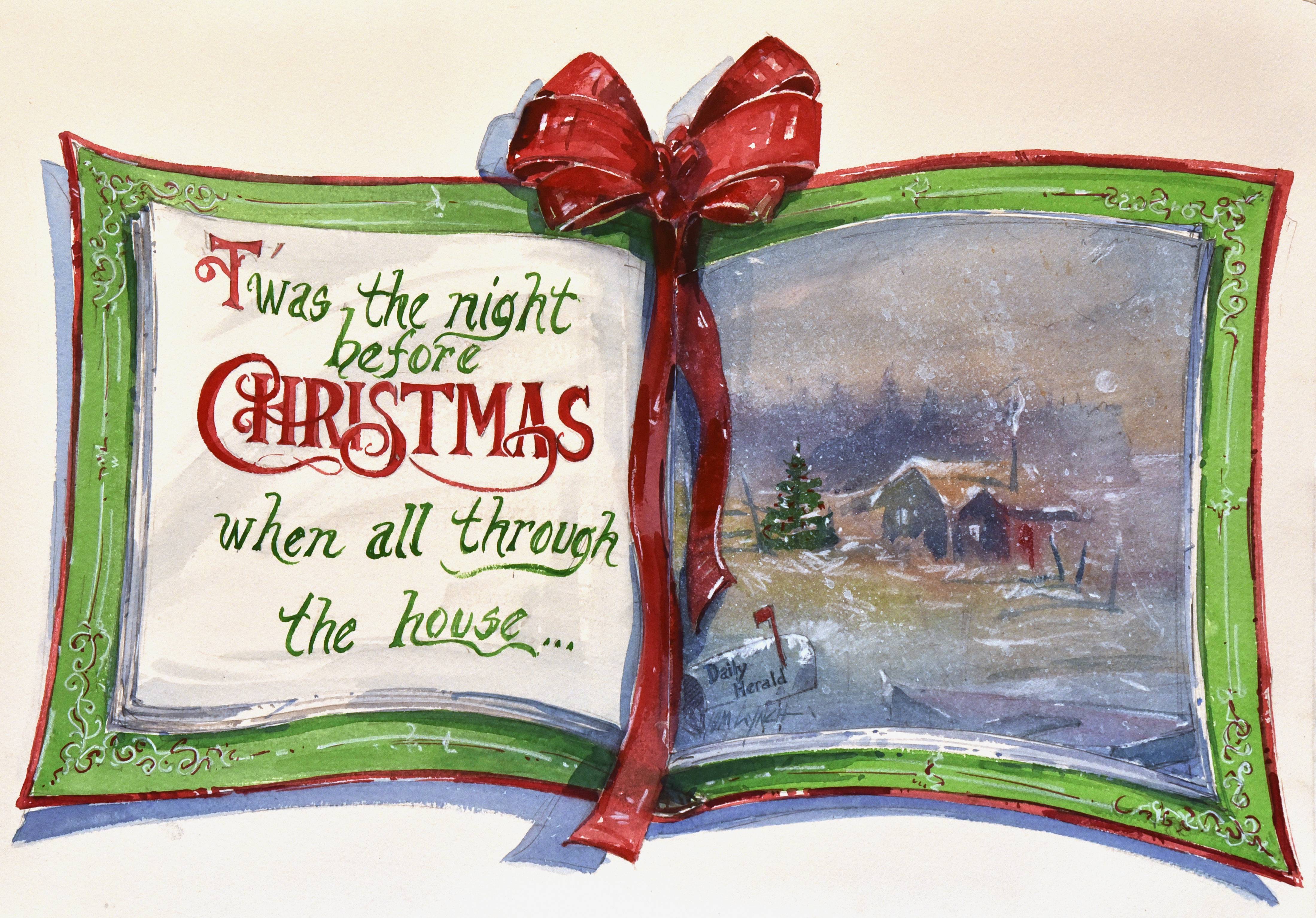 Oswego artist Tom Lynch's annual Christmas painting for the Daily Herald was inspired by his recent viewing of a classic movie, and his granddaughter's fascination with books.