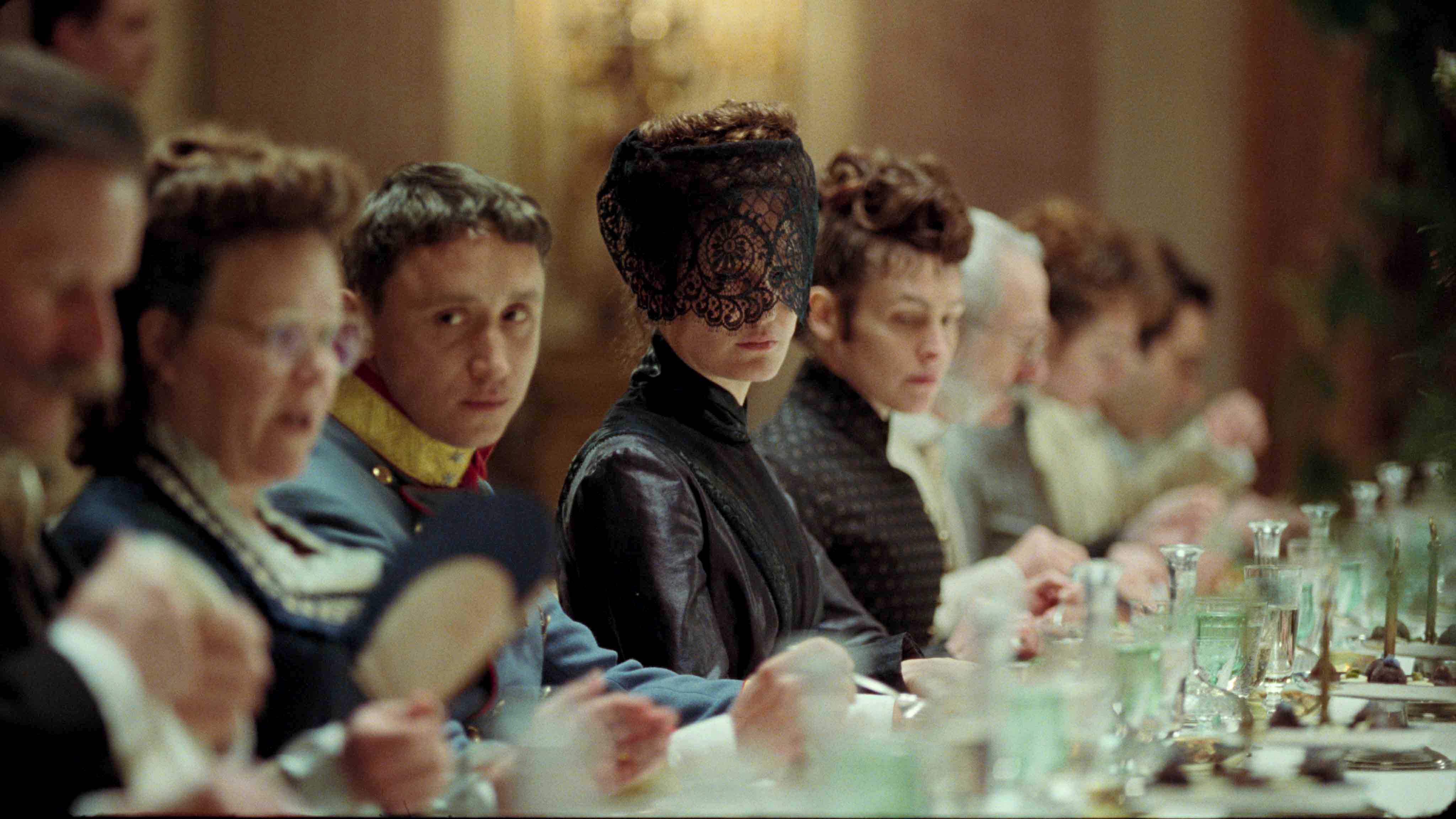 "Corsage" follows one year in the life of Empress Elisabeth (Vicky Krieps), center, as she bucks conventions and norms for someone of her stature.
